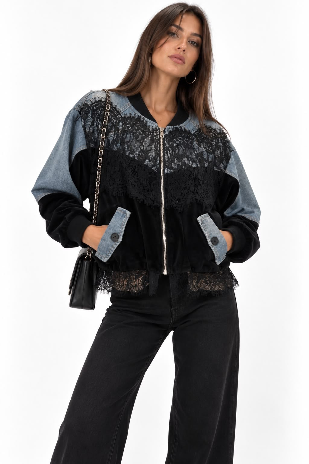 Bomber Denim & lace